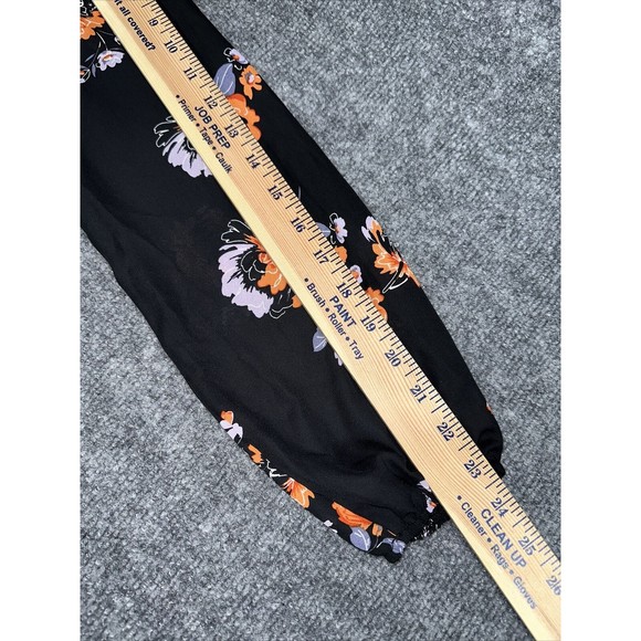 Socialite Blouse Women's Sz S Floral Wrap Black Long‎ Sleeve Elastic Chiffon Top - Picture 8 of 10